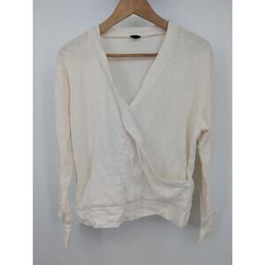 J CREW Womens Faux-Wrap Top In Textured Crepe 100% Cotton Great Condition Med